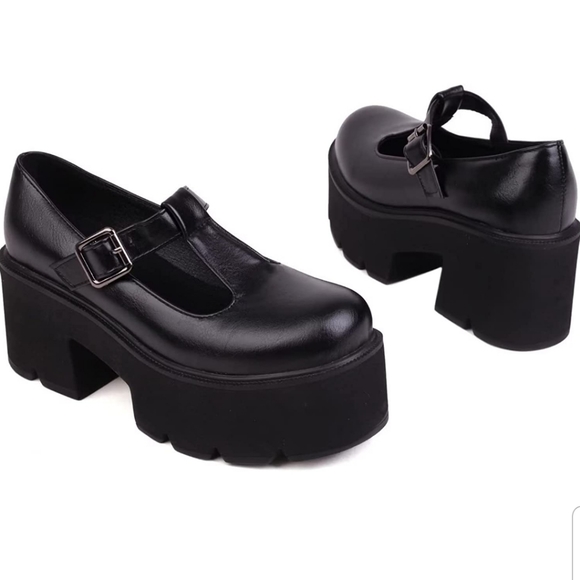 BLACK MARYJANE LOAFER PLATFORMS - Picture 2 of 6